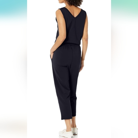 Calvin Klein Women's Logo Jumpsuit Romper Drawstring, size L, black/gold - Picture 2 of 9